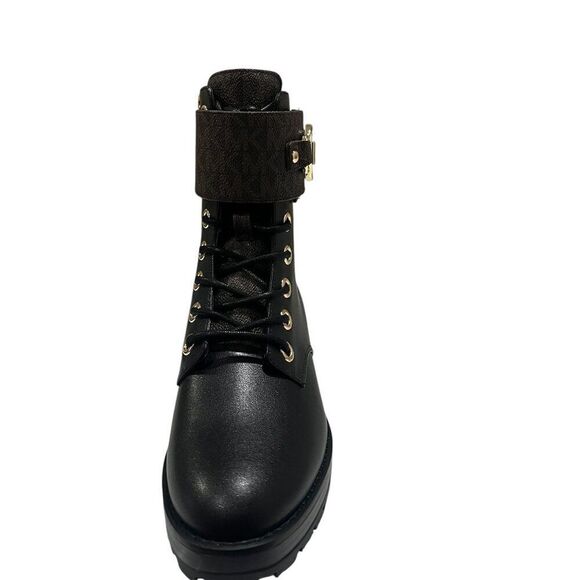 MICHAEL Michael Kors Women's Rory Lace-Up Signature Strap Ankle Booties, Size 5 - Picture 3 of 4